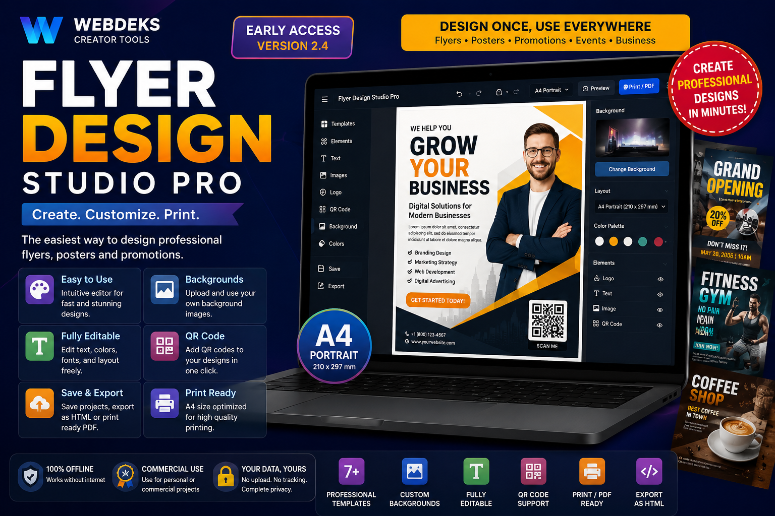 Flyer Design Studio Pro (Offline HTML Flyer Creator)