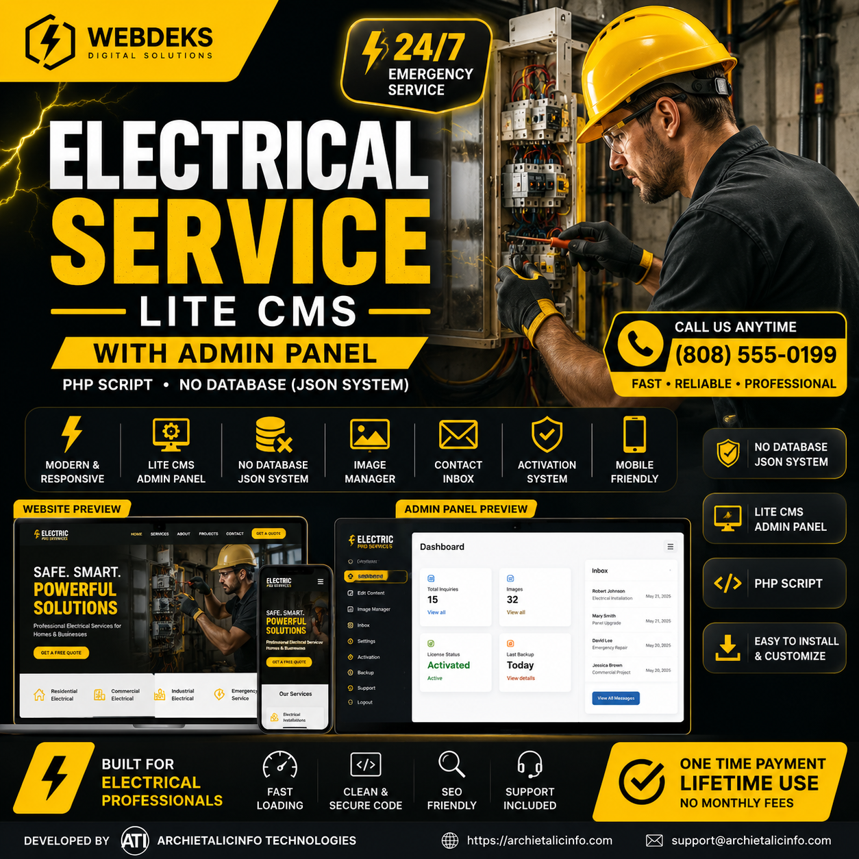 Electrical Service Lite CMS with Admin Panel (No Database)